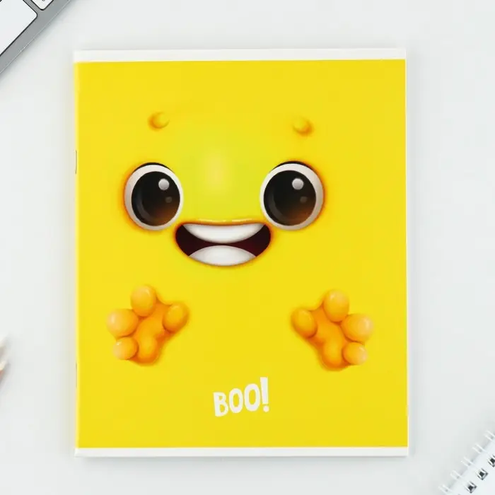 Тетрадь в клетку, 48 л., А5, на скрепке, блок №1, Boo!, МИКС