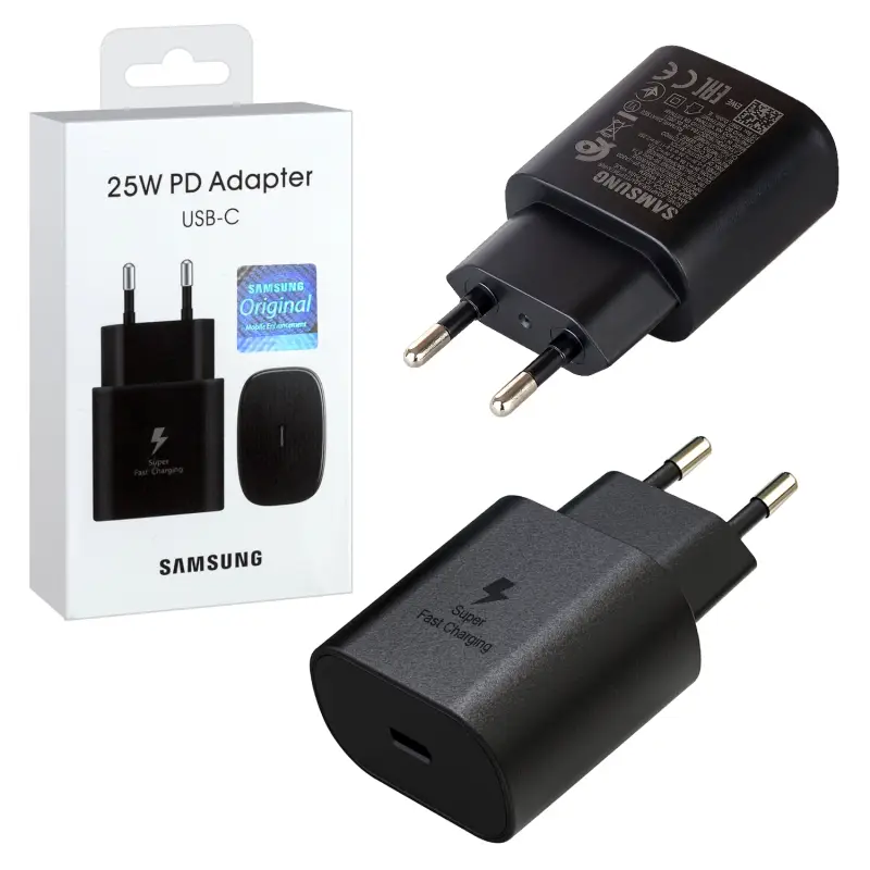 Переходник СЗУ на Type-C 25W PD Samsung черное (200шт/кор)