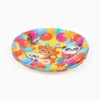 МП Набор бумажной посуды  "С Днём рождения, весёлые зверята", желтый , 12 персон