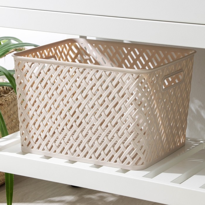 Корзина для хранения &laquo;Плетёнка&raquo;, 35&times;29&times;22,5 см, цвет бежевый