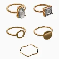 Набор колец 5 шт "Новый стиль" кристалл, размер МИКС, цвет белый в золоте