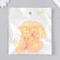 Декор для творчества текстиль вышивка "Бантик в цветочках оранжево-жёлтый" 7х5,5 см