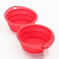 Миска силиконовая двойная, складная, красная