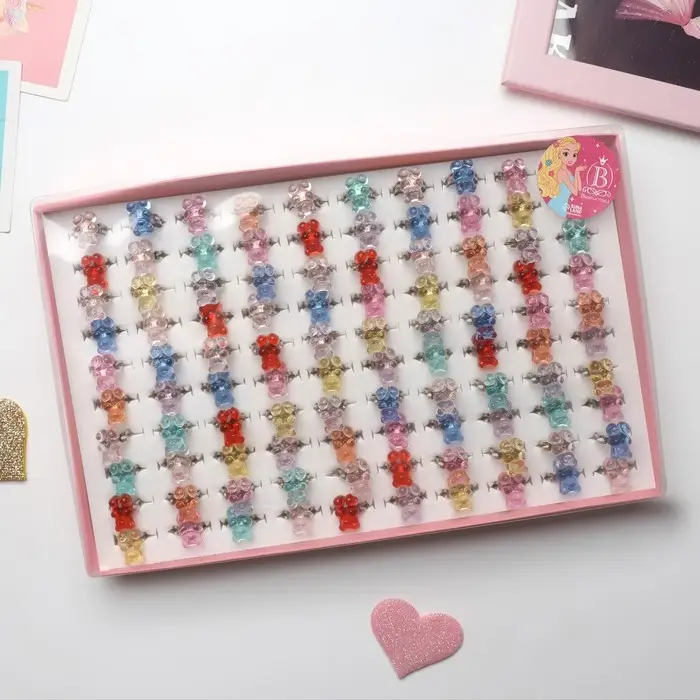 Кольцо детское Выбражулька &laquo;Мармеладный мишка&raquo;, МИКС в серебре, безразмерное