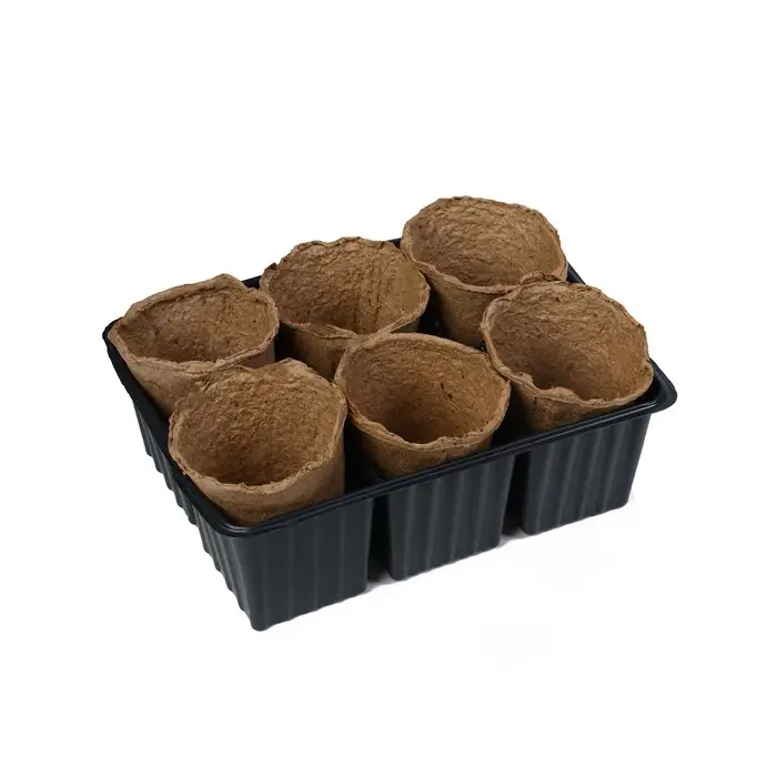 Набор для рассады: торфяной горшок 6&times;6 см, кассета на 6 ячеек, 17.5&times;13.5 см, Greengo