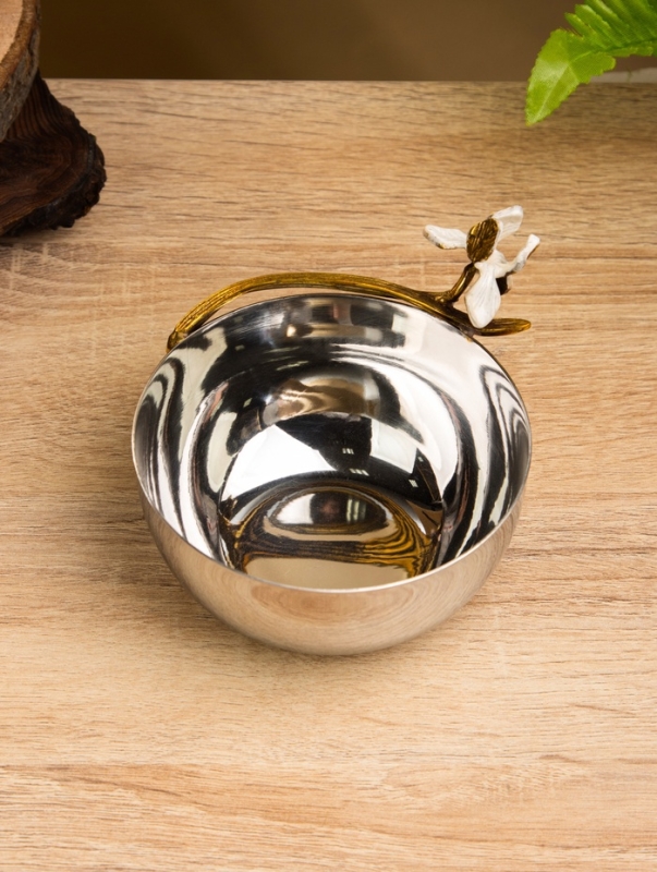 Менажница "Лилия" 10х10х7,5 см, нержавеющая сталь, латунь