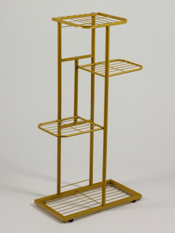 Подставка для цветов Greengo, 4 полки, 43 &times; 22 &times; 82 см, напольная, металл, цвет золотой