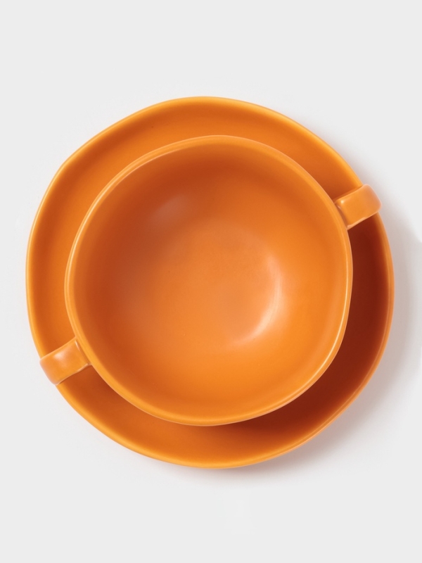 Бульонница Magistro "Potter" 255мл 15х2,5 цвет оранжевый с блюдцем