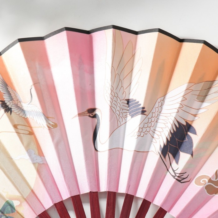 Веер дерево, текстиль h=26,8 см "Журавли в небе" МИКС