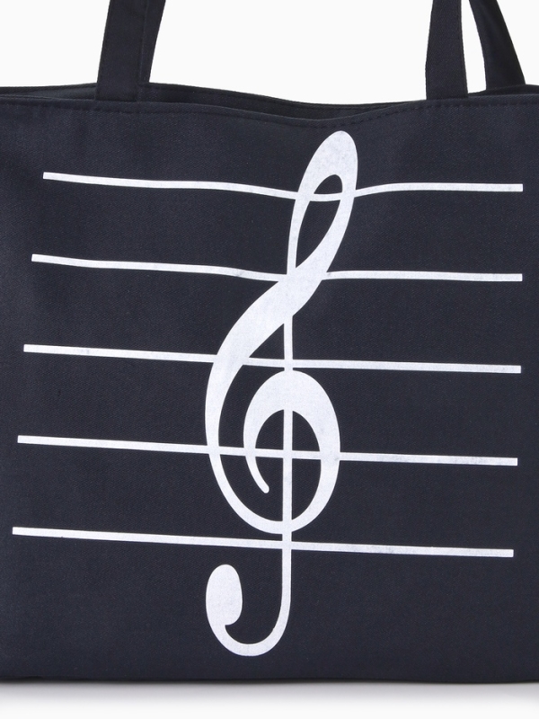 Шопер Музыка, 42*9*32, отдел на молнии, подклад, черный/белый