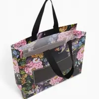 Сумка для покупок Цветы, 32*10*26. отд без молнии, черный