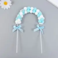 Декор для творчества "Арка из помпонов" бело-голубая 20х14 см