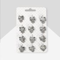 Брошь &laquo;Кошечка&raquo; спящая, цвет белый в серебре (неделимая фасовка 12 шт., цена за шт.)