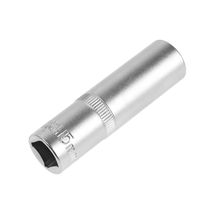 Головка торцевая шестигранная удлиненная ТУНДРА, под квадрат 1/2", 15 мм, CrV