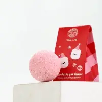 URAL LAB Розовый НГ Бомбочка для ванны "Снежный маршмеллоу", 40 гр