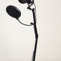 Микрофон конденсаторный Music Life золотой: кабель, ветрозащита, стойка