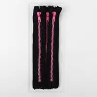 Молния &laquo;Трактор&raquo;, №5, неразъёмная, замок автомат, 20 см, чёрная, розовая