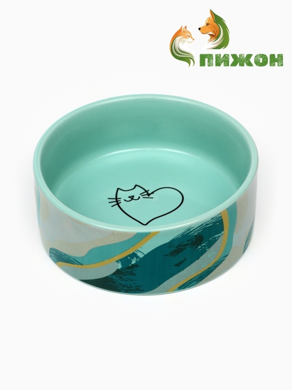 Миска керамическая "Котик сердечко" 250 мл, 11,5 х 4,5 см