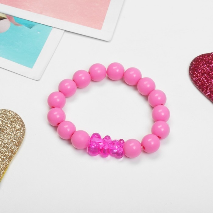 Браслет детский &laquo;Выбражулька&raquo; мармеладный мишка, цвет матовый розовый
