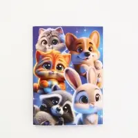 Блокнот А6, 32 л на скрепке, в клетку  "Пушистики"