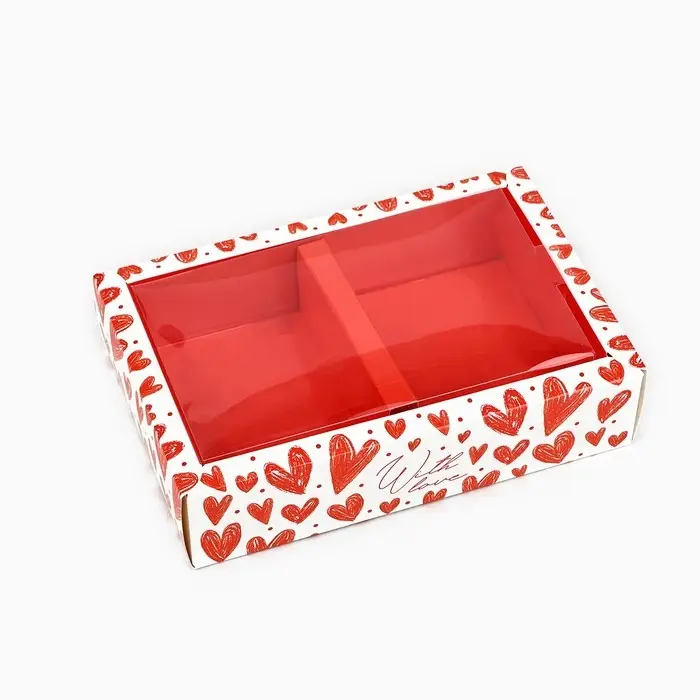 Коробка складная с пластиковой крышкой &laquo;С любовью&raquo;, 16.5 х 11 х 4 см
