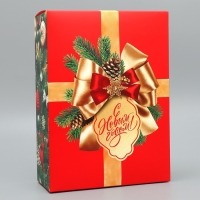 Коробка подарочная новогодняя складная &laquo;С Новым годом&raquo;, елочные игрушки, 22 х 30 х 10 см, Новый год