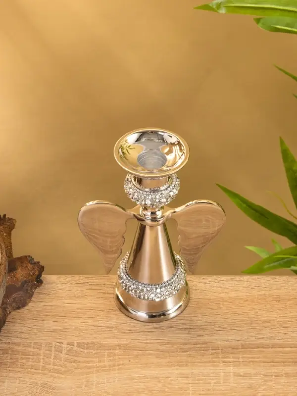 Подсвечник "Крылья" с кристаллами, алюминий 11х6,5х16 см