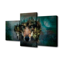 Картина модульная на подрамнике "Взгляд волка"  26х50см; 26х40см; 26х32см     50*80см