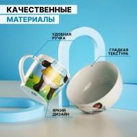 Набор детской посуды из керамики Доляна &laquo;Панда&raquo;, 2 предмета: кружка 230 мл, миска 400 мл, цвет белый