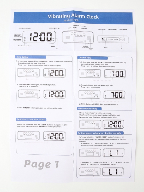 Часы электронные настольные, с будильником, вибрацией, от USB, 2 батарейки АА