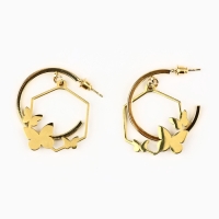 Серьги-кольца с подвесом бабочками &laquo;Самой особенной&raquo;, 3 см