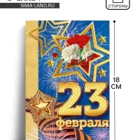 Открытка &laquo;23 февраля&raquo; праздник, 12 х 18 см