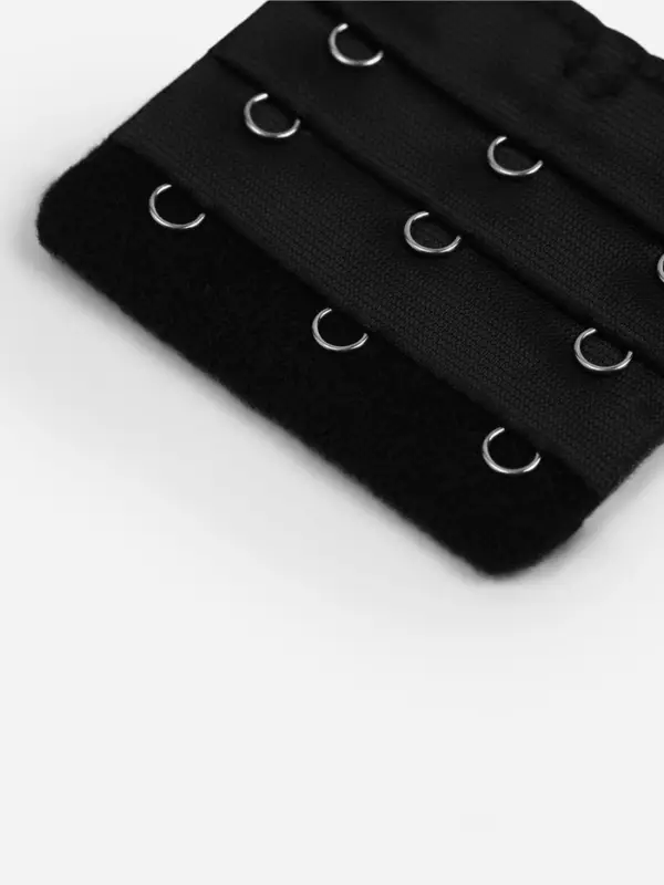 Застёжка-удлинитель для бюстгальтера, 3 ряда 3 крючка, 5&times;5.5 см, чёрная