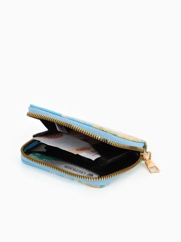 Кошелек дет 07-01-01 Июнь2545 кот, 8,5*2,5*10,5 см, 2 отд+отд/молн, д/карт, голубой