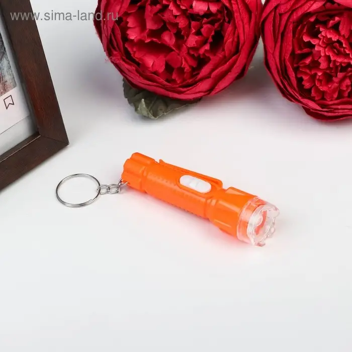 Фонарик брелок для ключей на кольце &laquo;Вспышка&raquo;, с держателем, 7.3&times;2&times;2 см, МИКС