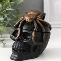 Шкатулка с крышкой &laquo;Череп&raquo;, 10&times;8&times;10 см, чёрная