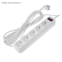 Сетевой фильтр Smartbuy, 5 розеток, 5 м, 10 А, 2200 Вт, с з/к, белый