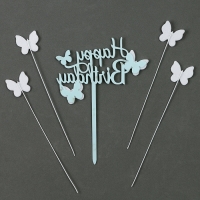 Набор топперов &laquo;С днём рождения. Бабочки&raquo;, набор 4 шт., цвет голубой