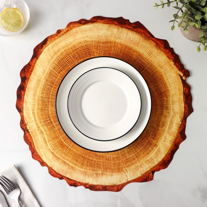 Салфетка сервировочная на стол &laquo;Спил&raquo;, 38&times;39 см, цвет бежевый