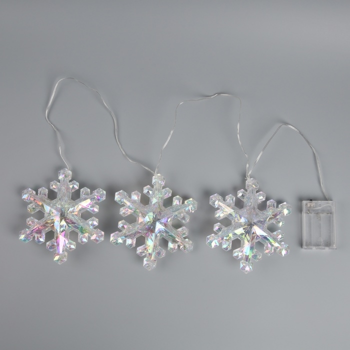 Гирлянда &laquo;Нить-грозди&raquo; 120 см, нить прозрачная, &laquo;Снежинки&raquo;, 30 LED, 4.5В, батарейки ААх3 (нет в комплекте), свечение тёплое белое