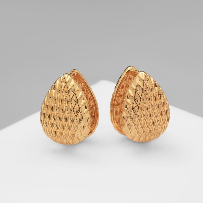 Серьги металл &laquo;Аккорд&raquo; орнамент, капля, цвет золото