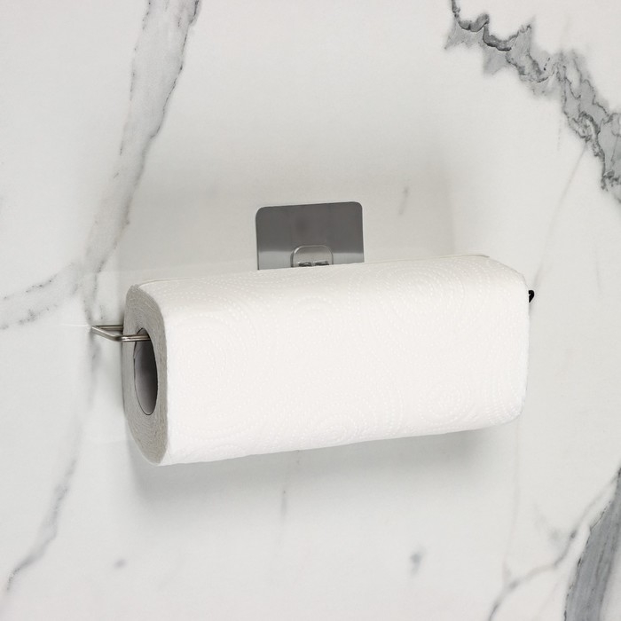 Держатель для бумажных полотенец настенный Доляна, 27&times;7&times;7 см, на липучке, цвет хром
