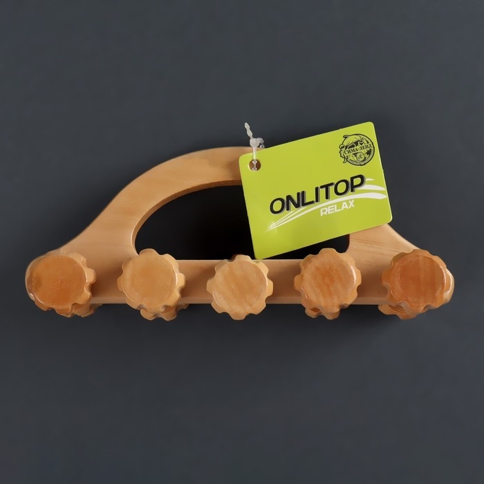 Массажёр &laquo;Гусеница&raquo;, 18 &times; 5,5 &times; 8 см, 10 колёс, деревянный