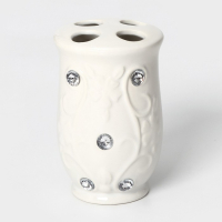 Набор аксессуаров для ванной комнаты Доляна &laquo;Изящный барельеф&raquo;, 4 предмета (дозатор 250 мл, мыльница, 2 стакана), цвет белый