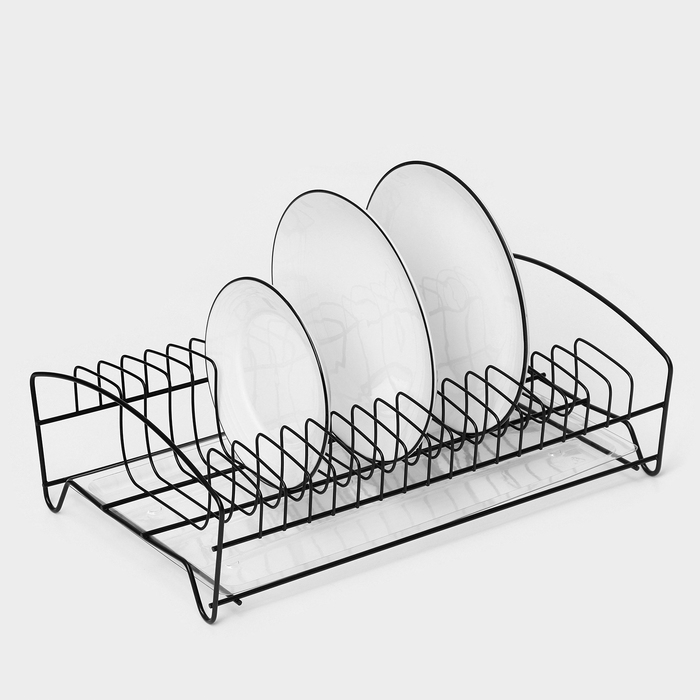 Сушилка для тарелок с поддоном, 38&times;24,5&times;12,4 см, цвет чёрный