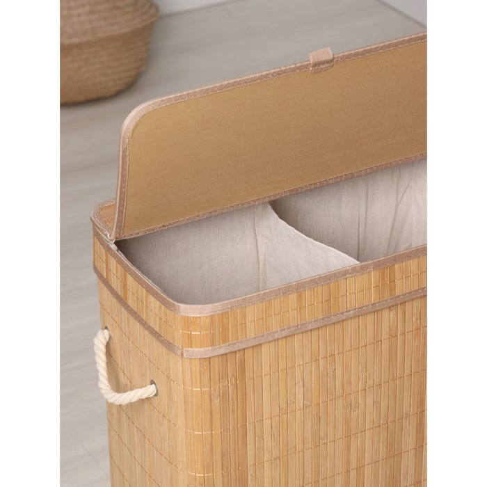 Корзина для белья Доляна &laquo;Кантри&raquo;, с крышкой, 46&times;26&times;55 см, цвет бежевый