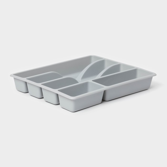 Лоток для столовых приборов, 5 отделений, 25,5&times;30,7&times;4,6 см, цвет серый