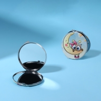 Зеркало складное &laquo;Совята&raquo;, d = 6 см, с увеличением, искусственная кожа, цвет голубой