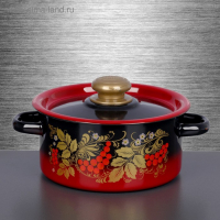 Кастрюля эмалированная, 2 л, ручка МИКС