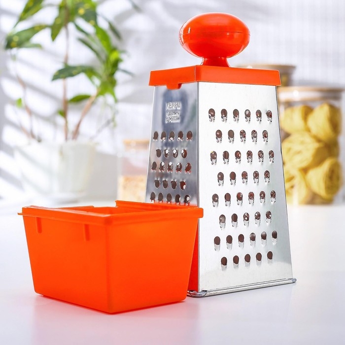 Тёрка Доляна &laquo;Комфорт&raquo;, 4 грани, с контейнером 450 мл, ручка круглая, 28&times;12&times;9 см, цвет МИКС